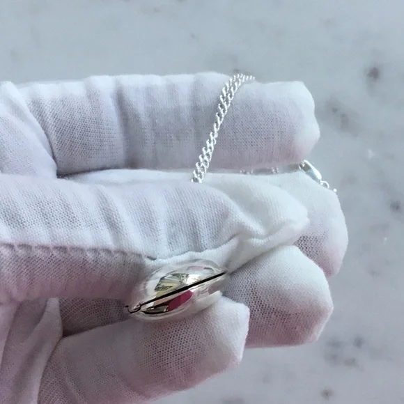Sale $46 Firm! .925 Sterling Silver Puffed Heart Locket Necklace - Picture 9 of 16